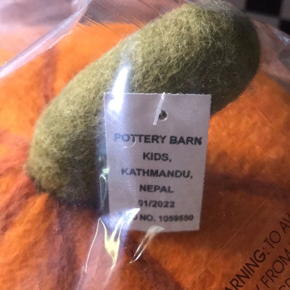Pottery Barn kids Exclusive Handmade Orange Jack-O'-Lantern Wool Felt Pumpkin - Picture 5 of 16